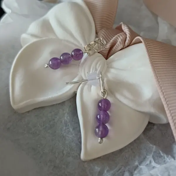 Boucles Argent perles Améthyste